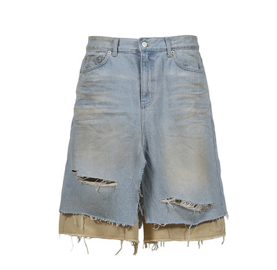 Layered Deconstruct Denim Shorts – Double Vision