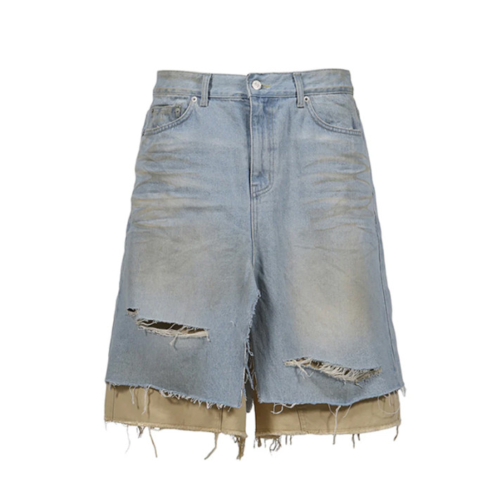 Layered Deconstruct Denim Shorts – Double Vision