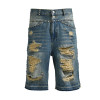 Custom Ripped Denim Shorts with Stud Details for Designers