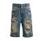 Custom Ripped Denim Shorts with Stud Details for Designers