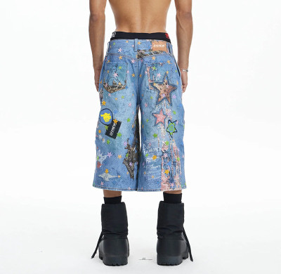 Custom Graffiti Denim Shorts with Artistic Street Edge