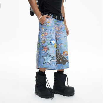 Custom Graffiti Denim Shorts with Artistic Street Edge