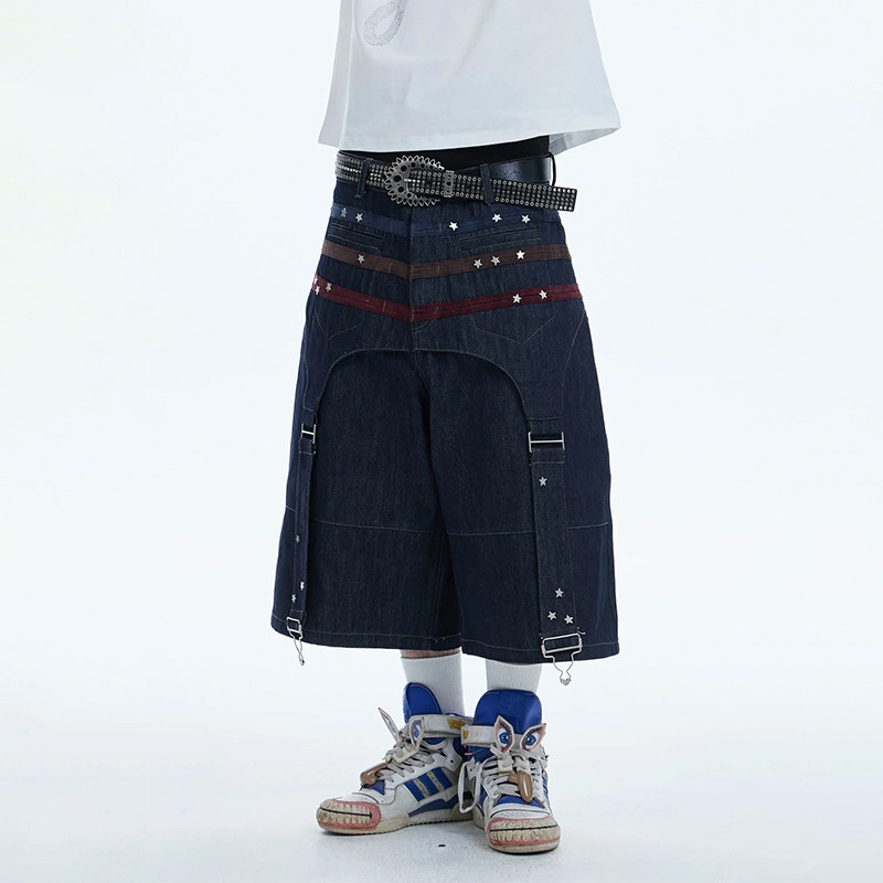 Street denim shorts
