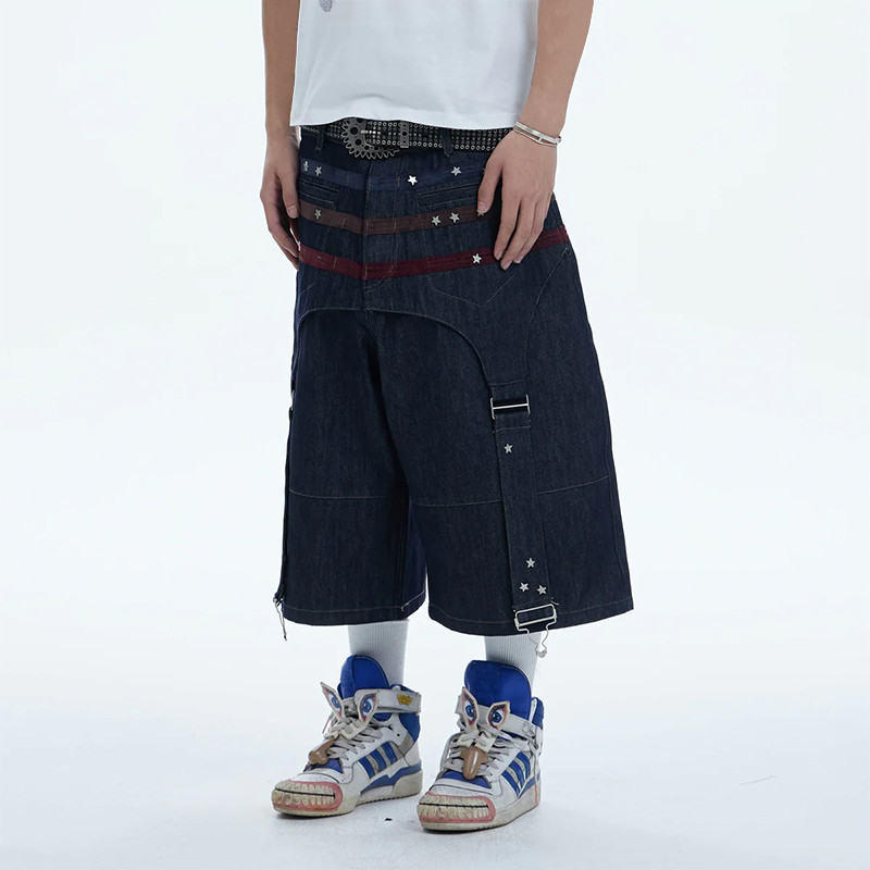 Utility denim shorts