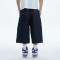 Custom Dark Denim Shorts with Star Rivets & Utility Straps