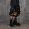 Distressed Black Cargo Shorts with Camo Layer & Frayed Hem