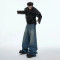 Black Rhinestone Wide-Leg Jeans with Belt