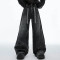 Black Rhinestone Wide-Leg Jeans with Belt