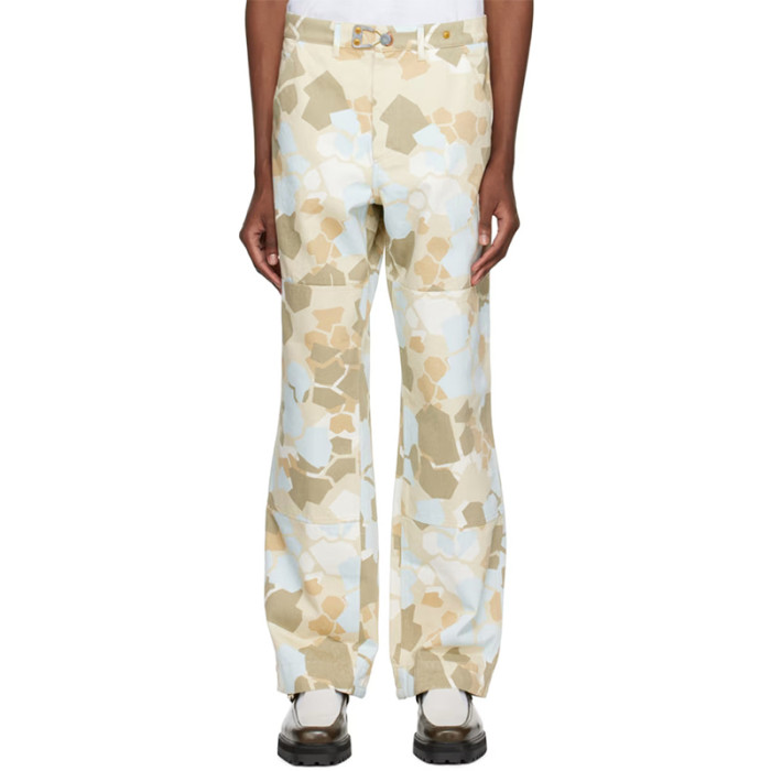 Abstract Camo Print Wide-Leg Trousers