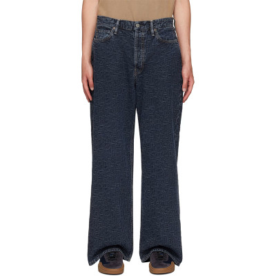 Embossed Monogram Wide-Leg Denim Jeans
