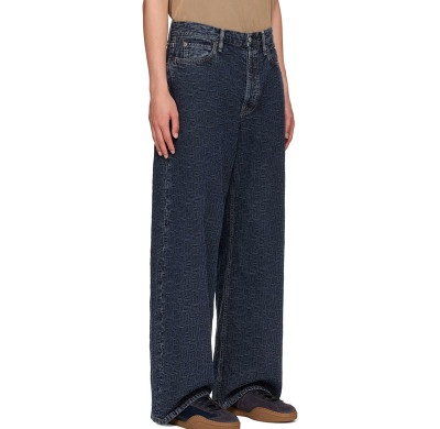 Embossed Monogram Wide-Leg Denim Jeans