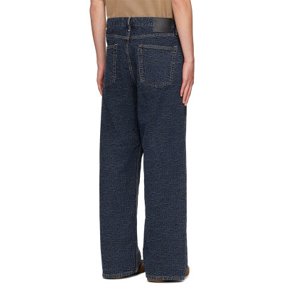 Embossed Monogram Wide-Leg Denim Jeans