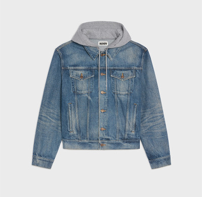 Custom Denim Jacket with Knit Hood for Designer Streetwear
