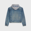 Custom Denim Jacket with Knit Hood for Designer Streetwear