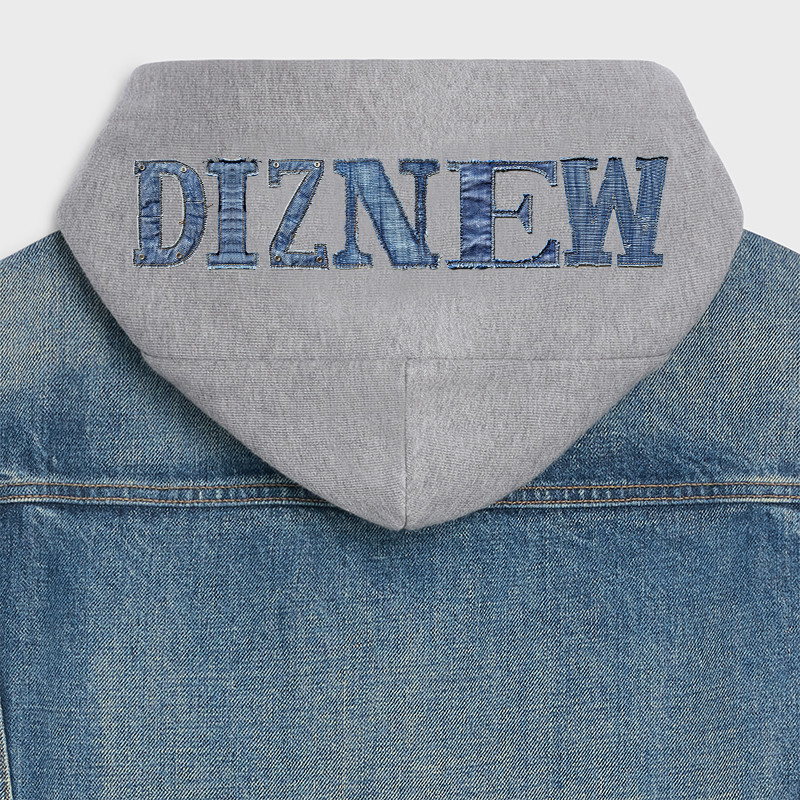 knit hood jean jacket