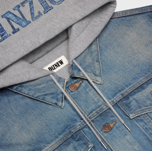 Custom Denim Jacket with Knit Hood for Designer Streetwear