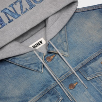 Custom Denim Jacket with Knit Hood for Designer Streetwear