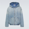 Minimalist Washed Denim Hoodie with Front Zip – Unisex Custom Fit