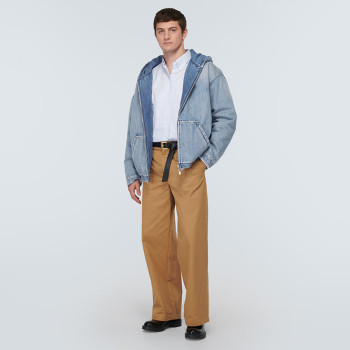 Minimalist Washed Denim Hoodie with Front Zip – Unisex Custom Fit