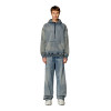 custom Y2K-Inspired Washed Denim Hoodie – Retro Pullover Look