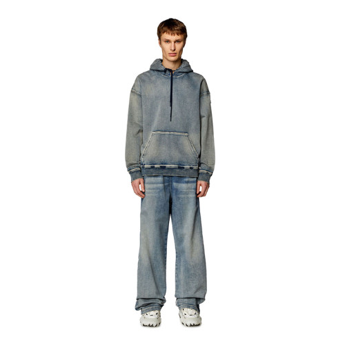 custom Y2K-Inspired Washed Denim Hoodie – Retro Pullover Look