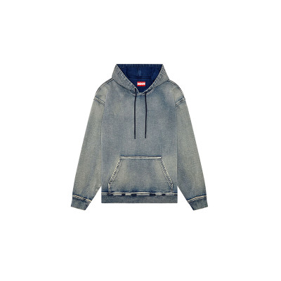 custom Y2K-Inspired Washed Denim Hoodie – Retro Pullover Look