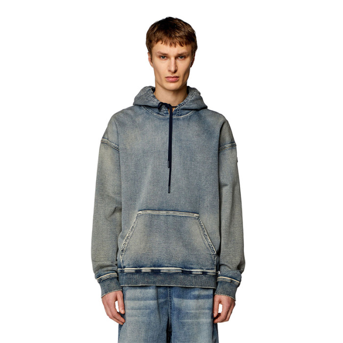 custom Y2K-Inspired Washed Denim Hoodie – Retro Pullover Look