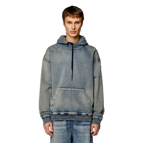 custom Y2K-Inspired Washed Denim Hoodie – Retro Pullover Look
