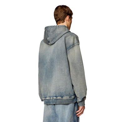 custom Y2K-Inspired Washed Denim Hoodie – Retro Pullover Look