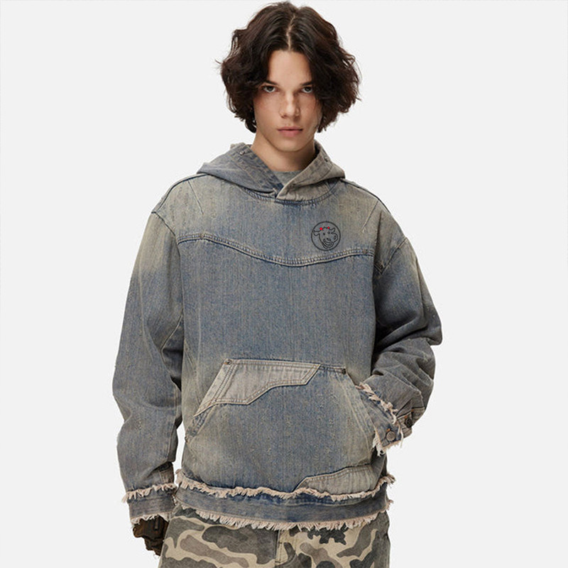 ripped denim hoodies