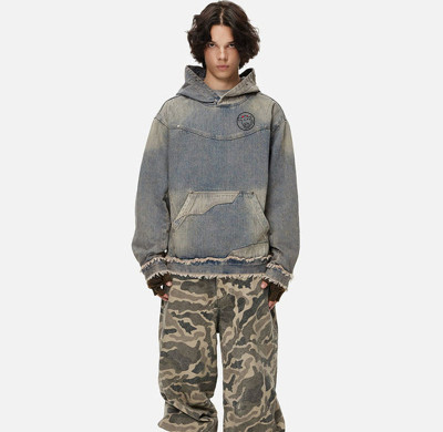 Custom Men’s Distressed Ripped Denim Hoodie – Rugged Streetwear Essential