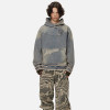 Custom Men’s Distressed Ripped Denim Hoodie – Rugged Streetwear Essential
