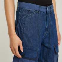 Two-Tone Utility Denim Cargo Shorts