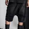 Custom Distressed Black Denim Shorts with Avant-Garde Edge