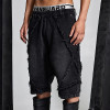 Custom Distressed Black Denim Shorts with Avant-Garde Edge