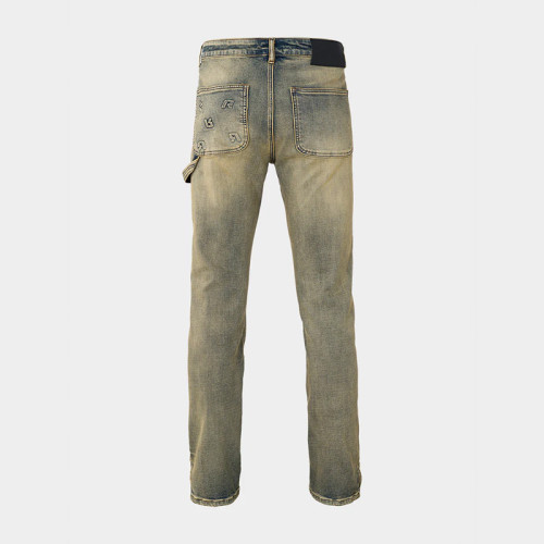 Vintage Patched Workwear Denim with 3D Logo Embroidery