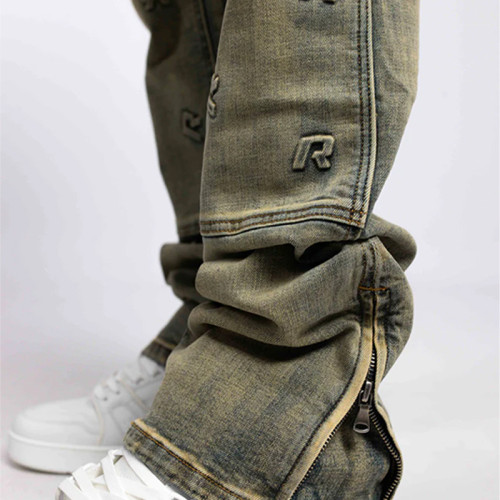 Vintage Patched Workwear Denim with 3D Logo Embroidery