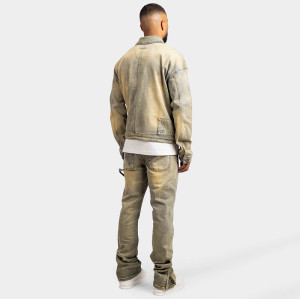 Vintage Patched Workwear Denim with 3D Logo Embroidery