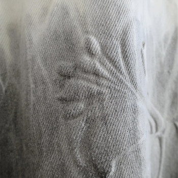 Dip-Dye Wide Leg Jeans with Embossed Floral Pattern