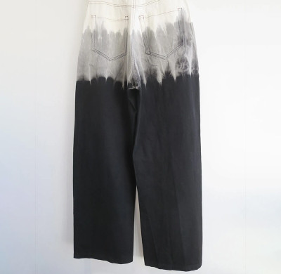 Dip-Dye Wide Leg Jeans with Embossed Floral Pattern