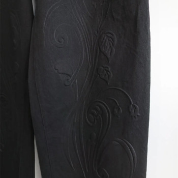 Dip-Dye Wide Leg Jeans with Embossed Floral Pattern