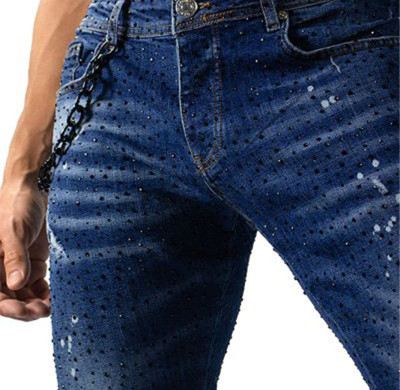 Custom Crystal-Studded Skinny Jeans for Fashion Boutiques & Luxury Runway