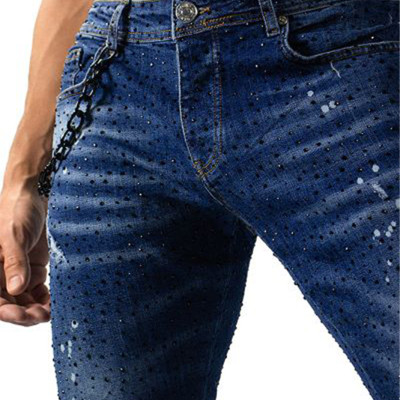 Custom Crystal-Studded Skinny Jeans for Fashion Boutiques & Luxury Runway