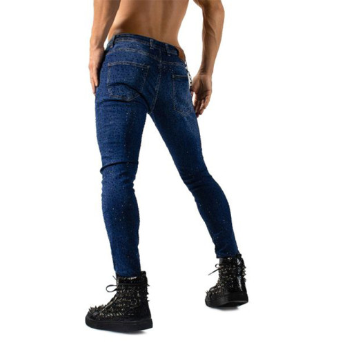 Custom Crystal-Studded Skinny Jeans for Fashion Boutiques & Luxury Runway