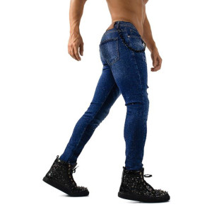 Custom Crystal-Studded Skinny Jeans for Fashion Boutiques & Luxury Runway
