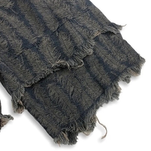 Custom Feather Textured Fringe Denim Shorts