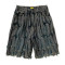Custom Feather Textured Fringe Denim Shorts