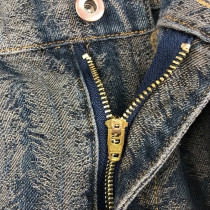 Custom Feather Textured Fringe Denim Shorts