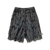 Custom Feather Textured Fringe Denim Shorts