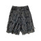 Custom Feather Textured Fringe Denim Shorts